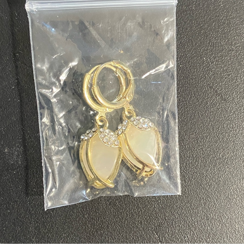 Faux Pearl Earrings with Rhinestones